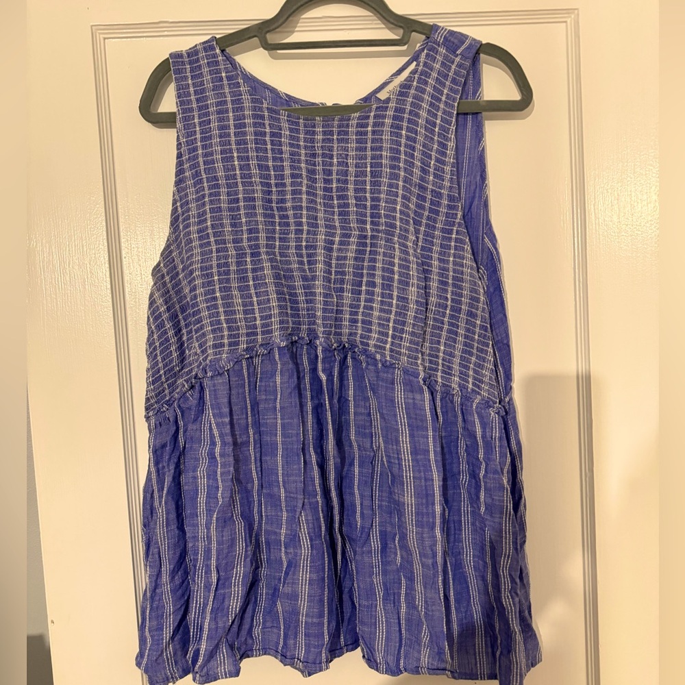 Mother Maternity Blue Striped Sleeveless Blouse size XL
